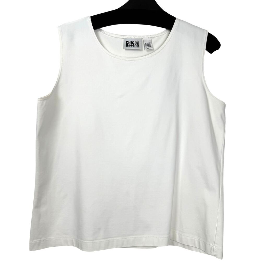 Vintage Chico’s Design White Knit Tank Size 2 Large Minimalist